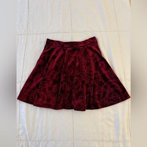 Forever 21 Velvet Burgundy Floral Skirt